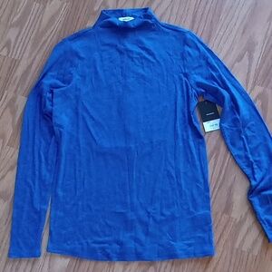 NWT Nine West Size XS Blue heather mock neck Long Sleeve top